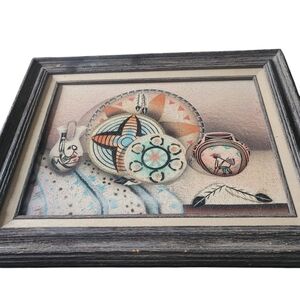 Vintage Navajo Pottery Original Large Native American Canvas Painting